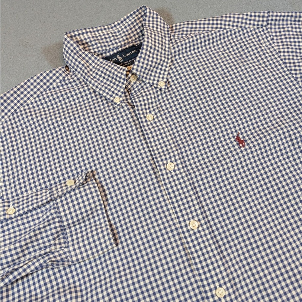 Ralph Lauren Classic Fit Button Down Shirt Mens XL Gingham Long‎ Sleeve Casual